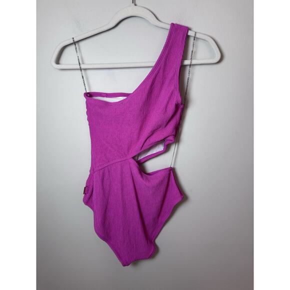 Michael Kors Pink One Piece Swimsuit Sz 6 Cut Out Monokini One Shoulder Swim NWT - Picture 4 of 10